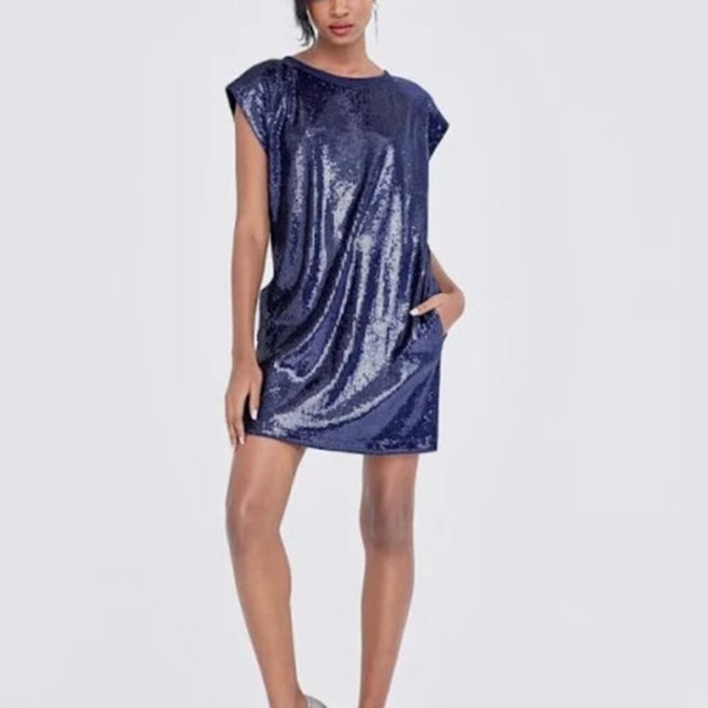2/$30 GABRIELLE UNION Mini Dress Size XS Blue Sequin NEW NY&Co